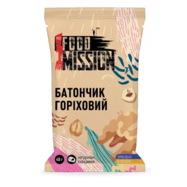 Батончик FOOD MISSION Горіховий 40г Батончик FOOD MISSION Горіховий 40г